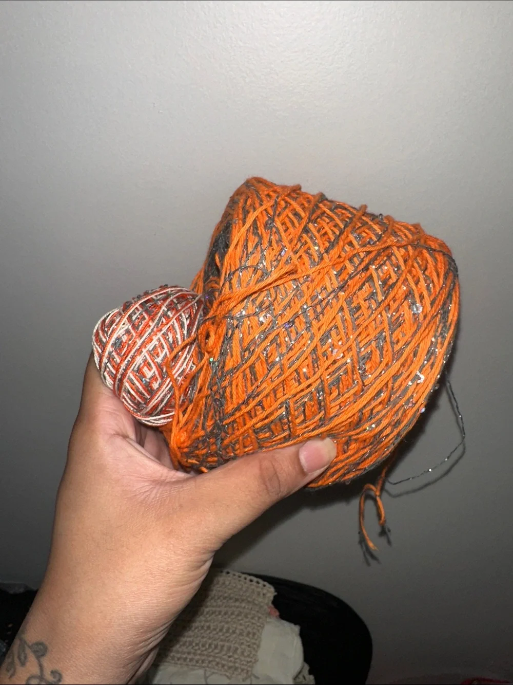 Orange and Neutral Decorative Yarn Bundle - Home Accents- bundle
